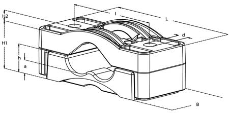 Prysmian Bicon 375AB Series Dutchclamp Trefoil Cable Cleats - Dimension Illustration